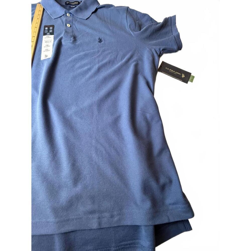 US Polo Assn Polo Shirt Mens 2XL Blue Performance Pique Golf Stretch Casual NWT - Picture 8 of 8